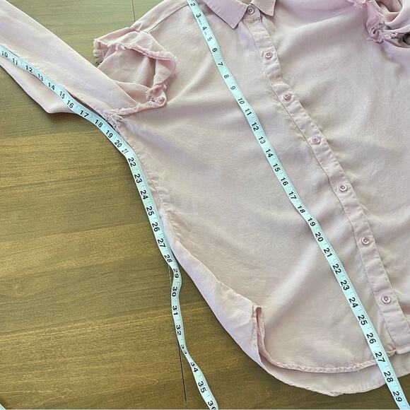 Anthropologie | Women’s Cloth & Stone Ruffled Shoulder Button Front Shirt Top L - Picture 5 of 9